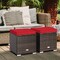2 Pieces Patio Storage Ottoman with Removable and Washable Cushions